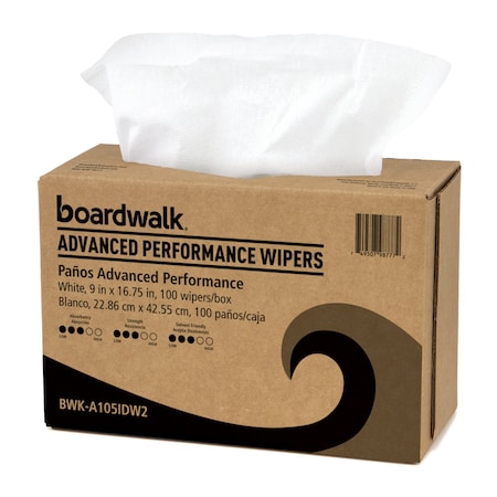 Boardwalk Advanced Performance Wipers, White, 9x16 3/4, PK1000 BWKA105IDW2